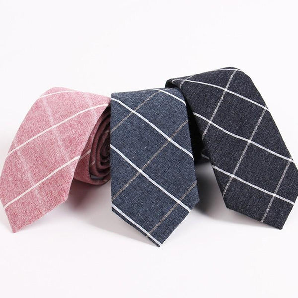Cotton Skinny Plaid Ties