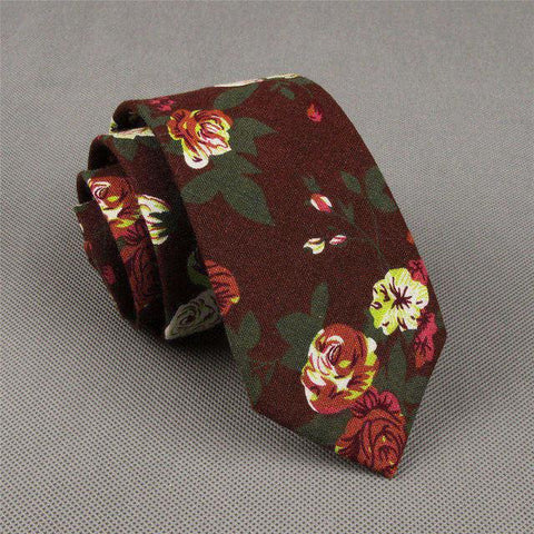 Cotton Skinny Fashion floral necktie