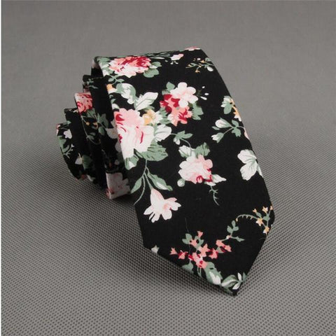Cotton Skinny Fashion floral necktie