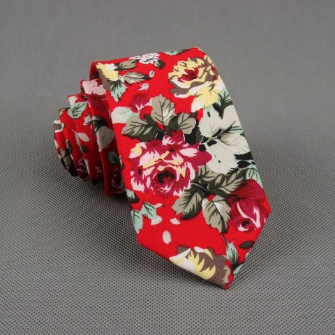 Cotton Skinny Fashion floral necktie