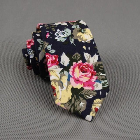 Cotton Skinny Fashion floral necktie