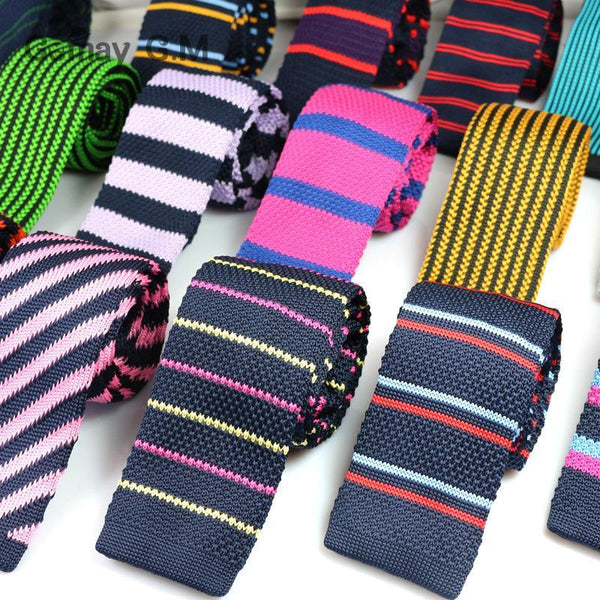 Fashion Mens Knit Ties Colorful Knitted Skinny Neckties