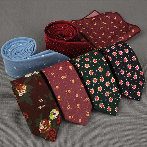 Cotton Skinny Fashion floral necktie