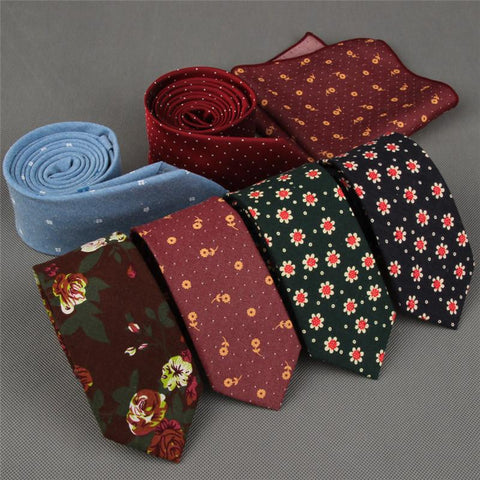 Cotton Skinny Fashion floral necktie